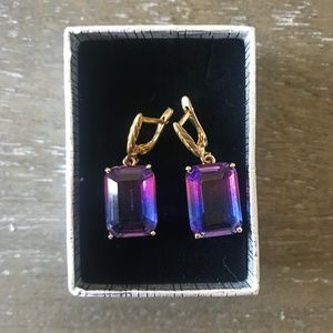 NEW Blue & Pink Ombre Rectangle Drop Earrings